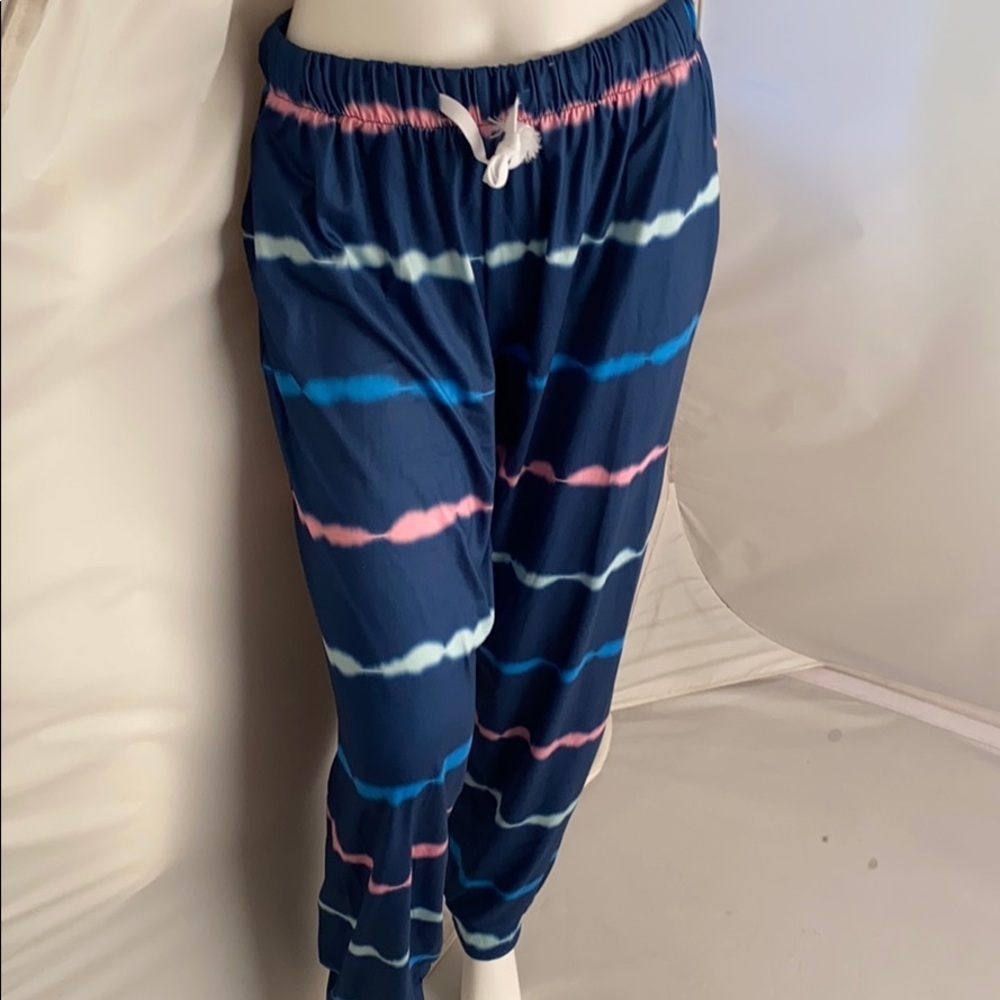 Multicolor multicolor stripe tie dye stretch casual pants XXL
